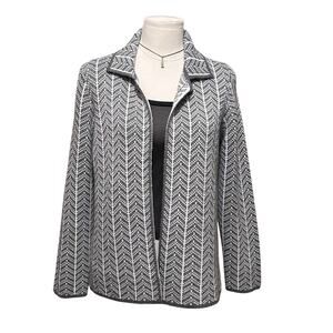 Bianca G cardigan sweater wool acrylic blend grey white Made in Italy Sz M NWT
